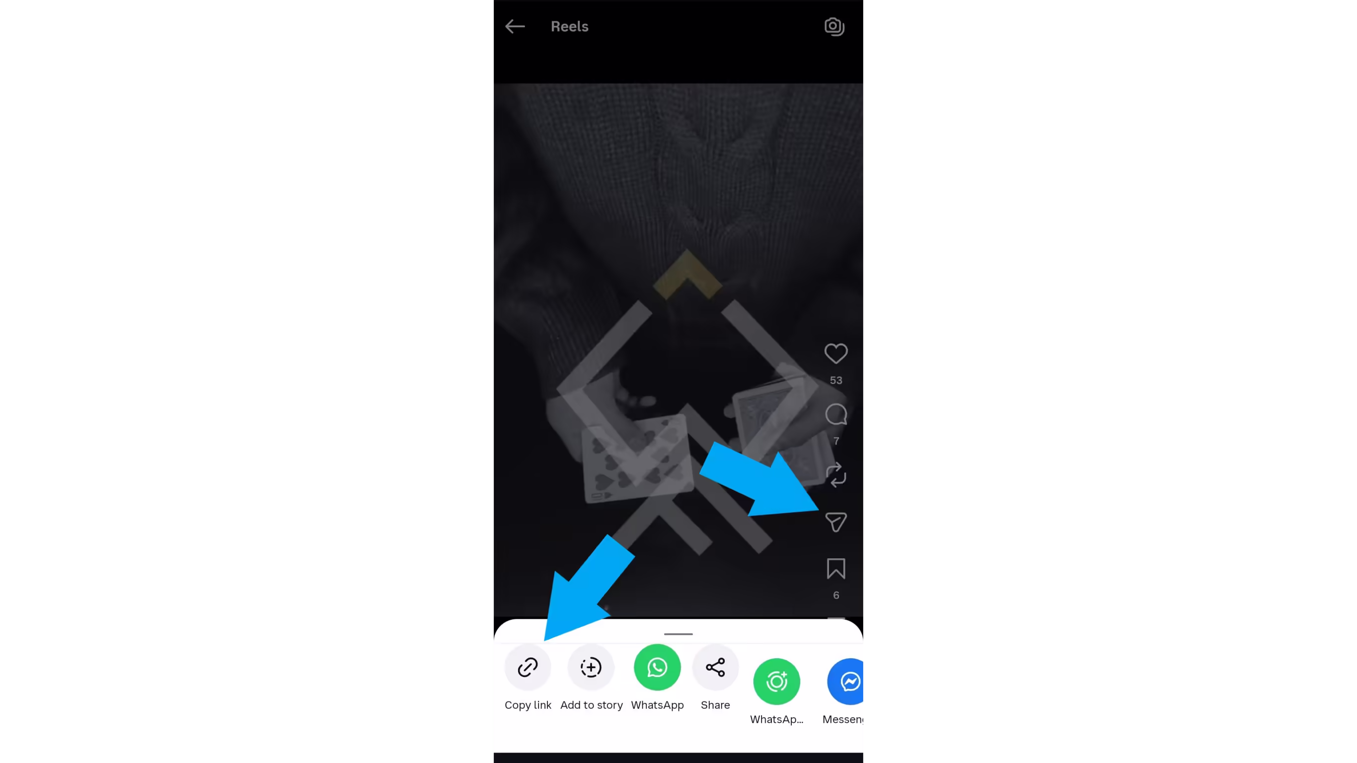 How to copy an Instagram Reel link from the share menu